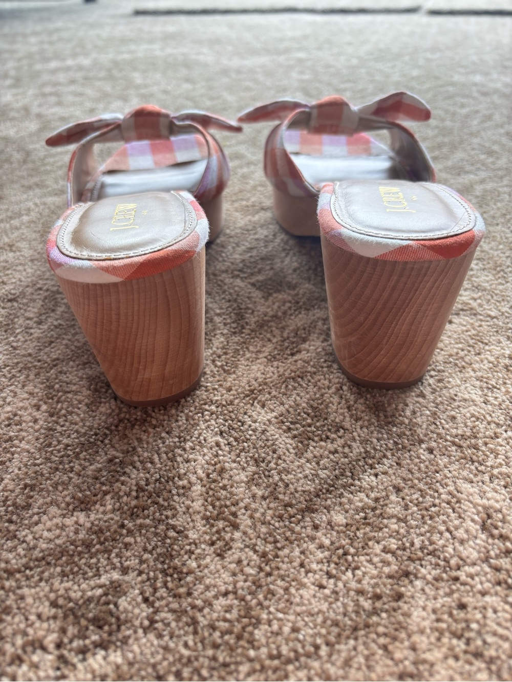J. Crew Pink & Coral Gingham Knot Mules - Picture 7 of 10